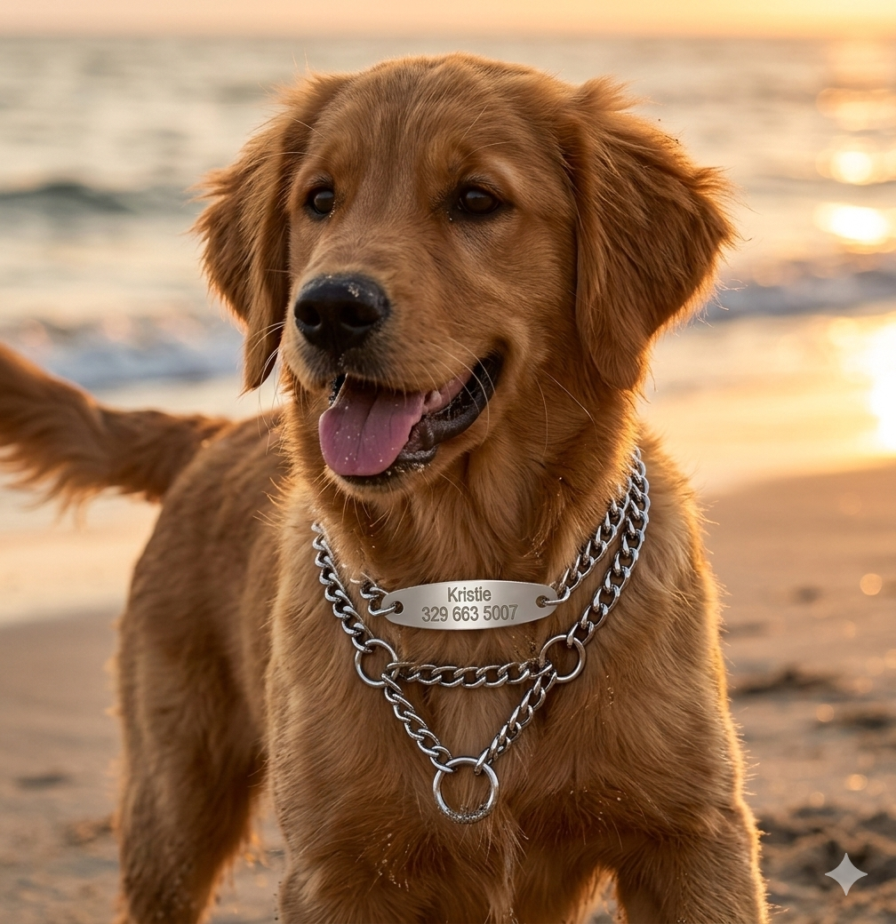 L'identification ultime 24h/24. Ce collier d'identification pour chien en acier inoxydable offre une gravure laser inaltérable pour une sécurité permanente et discrète.