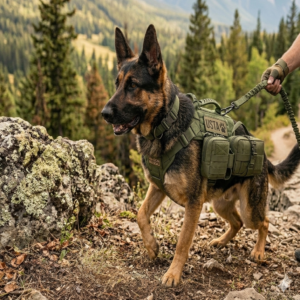 équippement tactique complet pour chien avec harnais, laisse, collier et accessoires